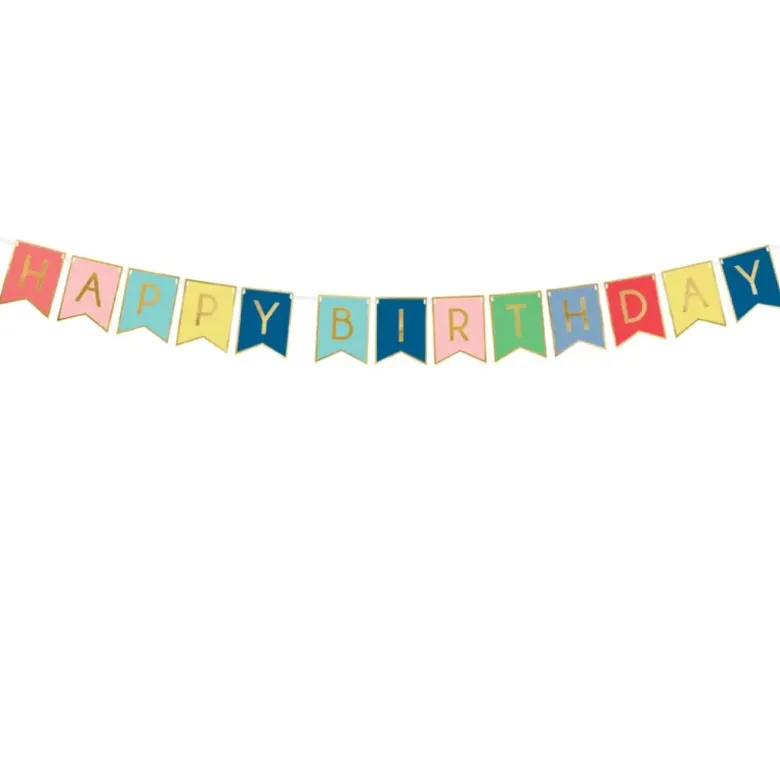 Multifarvet "Happy Birthday" Guirlande