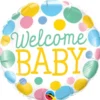 Multifarvet "Welcome Baby" Folieballon Rund, 46 cm
