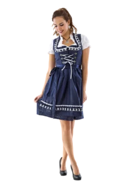 Navyblå Dirndl i 100% Bomuld, 3 Dele