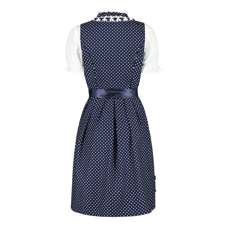 Navyblå Dirndl i 100% Bomuld, 3 Dele