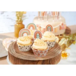 Neutral Regnbue Cupcake Picks, 12 stk.