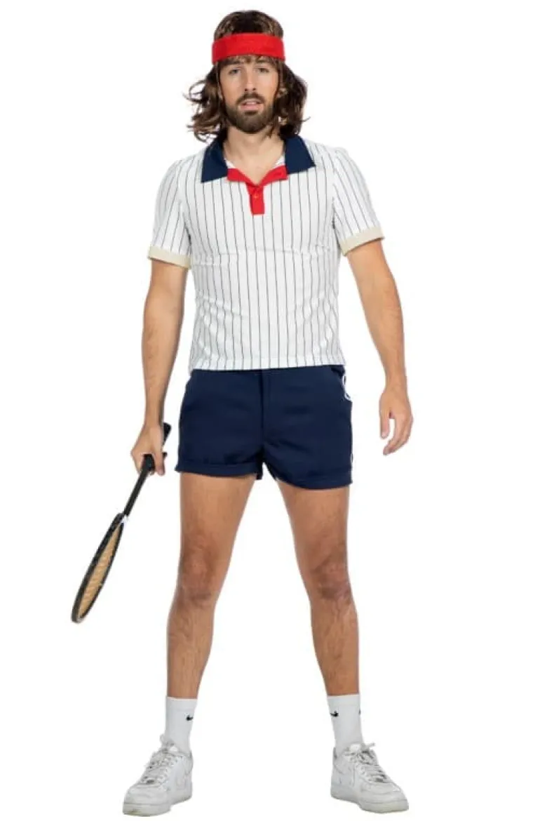 Nålestribet Retro Tennis T-Shirt & Shorts