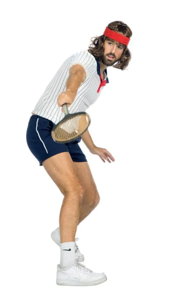 Nålestribet Retro Tennis T-Shirt & Shorts