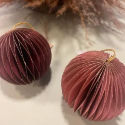 Papir Julekugle Ornament Brun/Rosa, ø8 cm