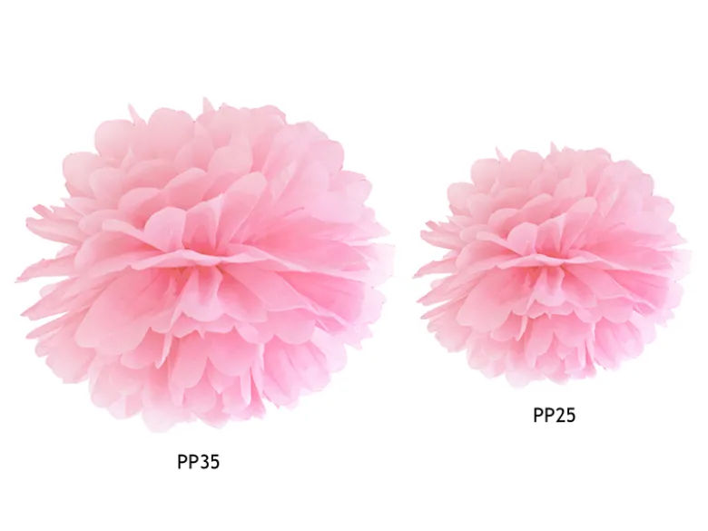 Papir pompom 35cm - baby lyserød