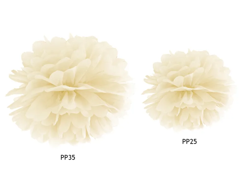 Papir pompom 25cm - elfenben