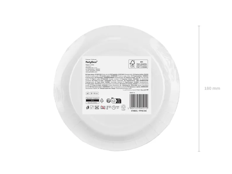 Paptallerkener Gule 18 cm (6 stk.)