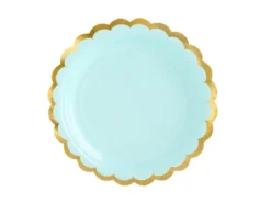 Pastel Mintgrønne Tallerkner m/Guld Kant, 6 stk.
