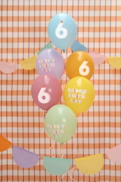 Pastel 6 Års Fødselsdagsballoner, 6 stk.