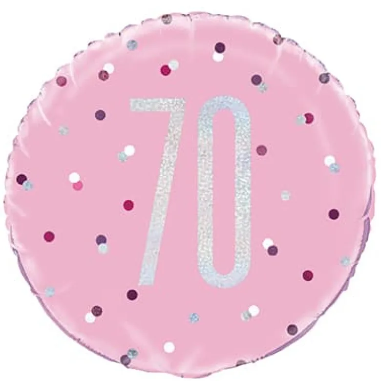 Pink Glitz Fødselsdags Folieballon, 70 År