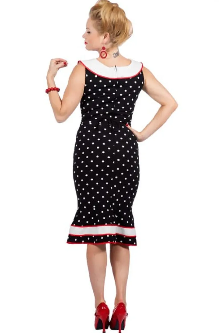 Polkaprikket Olivia Kjole - Slimfit Sailor Dress