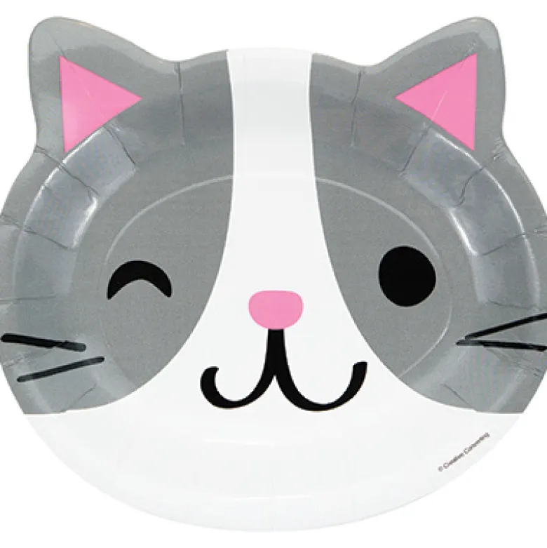 Purrfect Cat Party Shape Middagstallerkner, 8 stk.