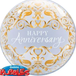 Qualatex Bubbles Ballon "Happy Anniversary", 56 cm