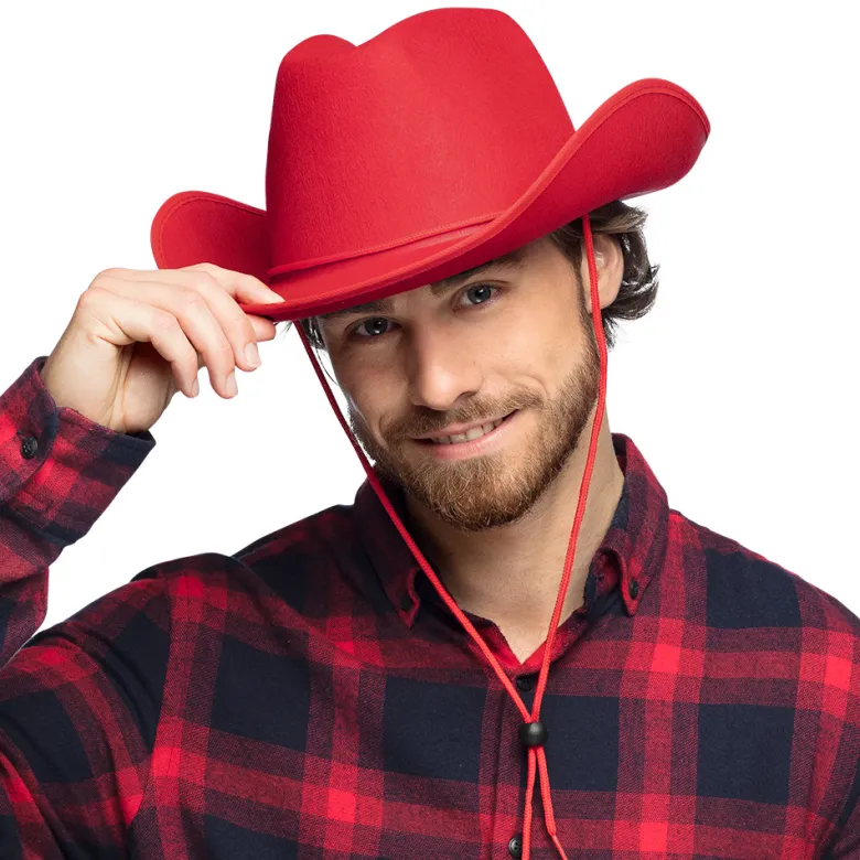 Rød Rodeo Cowboy Hat til Voksne