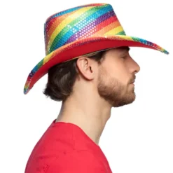 Regnbue Cowboy Hat med Sequins