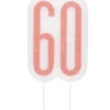 60 År Kagelys - Happy BDAY Rosegold Glitz