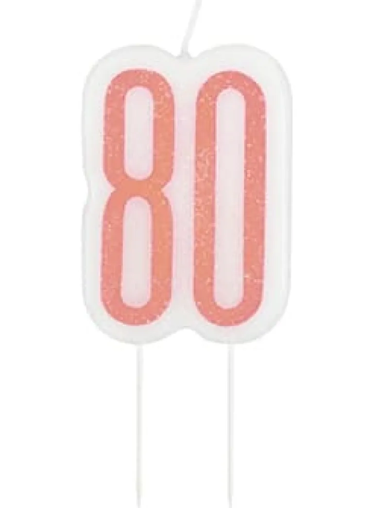 80 År Kagelys - Happy BDAY Rosegold Glitz