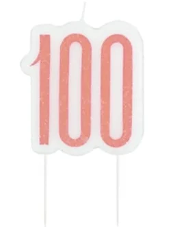 100 År Kagelys - Happy BDAY Rosegold Glitz