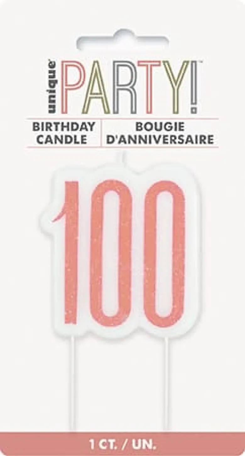 100 År Kagelys - Happy BDAY Rosegold Glitz