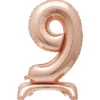Rosegold Folie "9" Tal Ballon på Fødder t/Luft