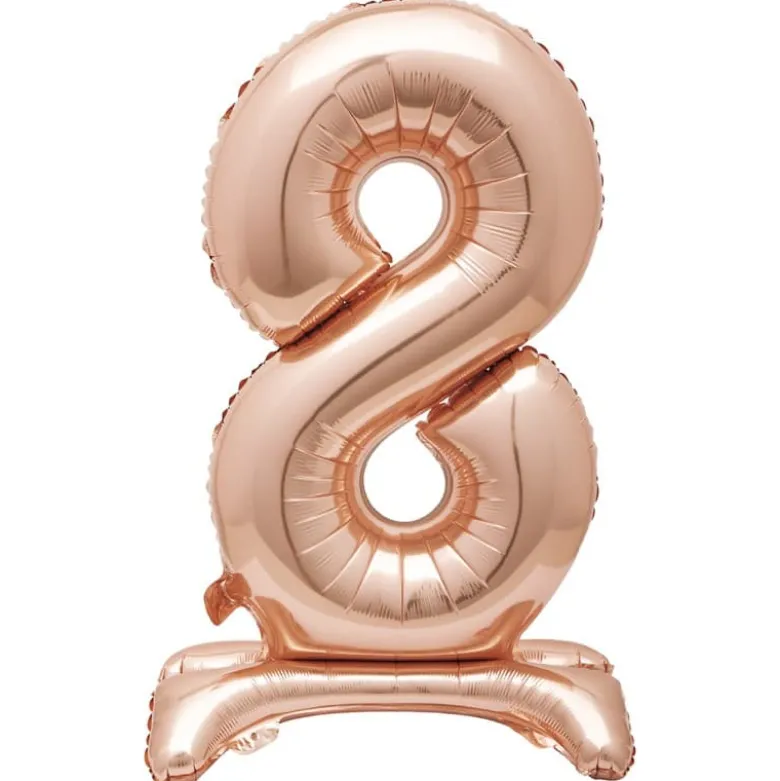 Rosegold Folie "8" Tal Ballon på Fødder t/Luft