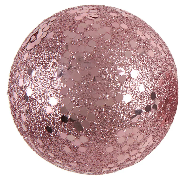 Rosegold Glitter Julekugler, Pakke m/10 stk. Assorteret