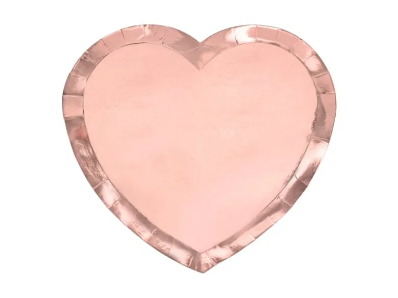 Rosegold Hjerte Formet Middagstallerkner, 6 stk.