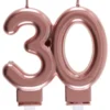 Rosegold Kagelys - Fødselsdagslys 30 År