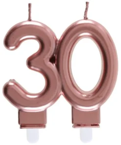 Rosegold Kagelys - Fødselsdagslys 30 År