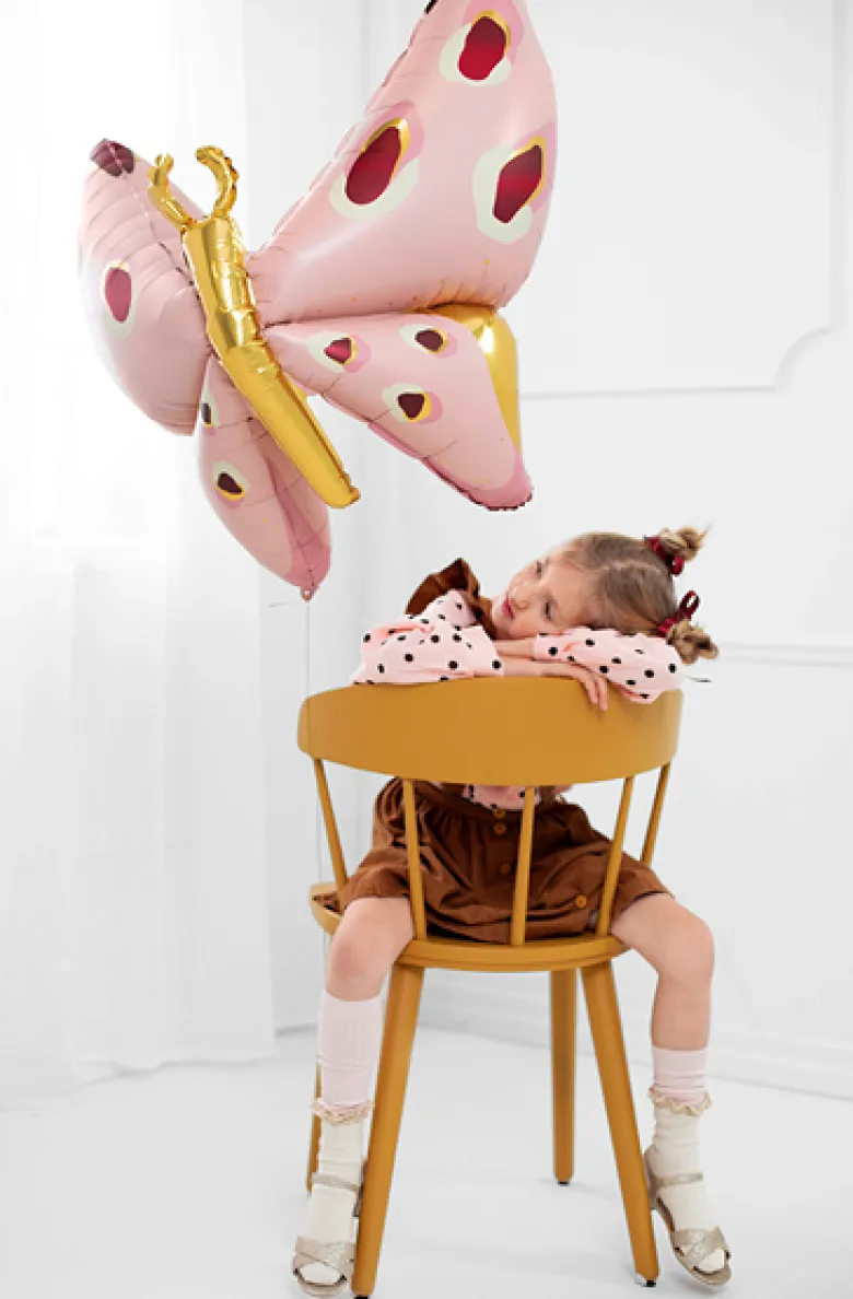 Rosegold Sommerfugl Folie Ballon, 110cm