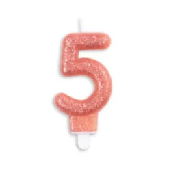 Rosegold Talformet Kagelys m/Glitter 7 cm - 5 Tal