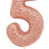 Rosegold Tal Kagelys m/Glitter 6.5 cm - 5 Tal