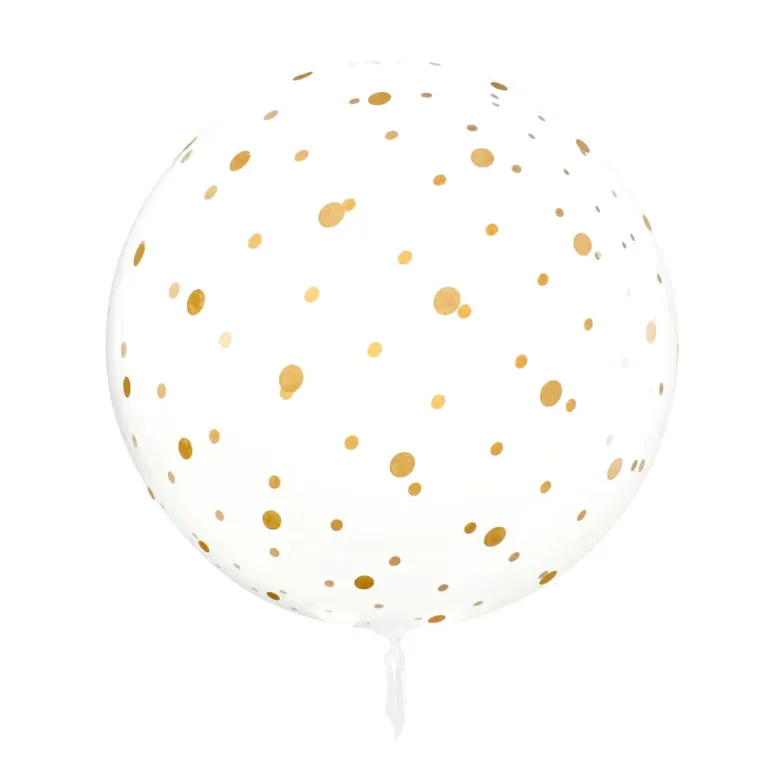 Rund Ballon med Guld Prikker, 60 cm