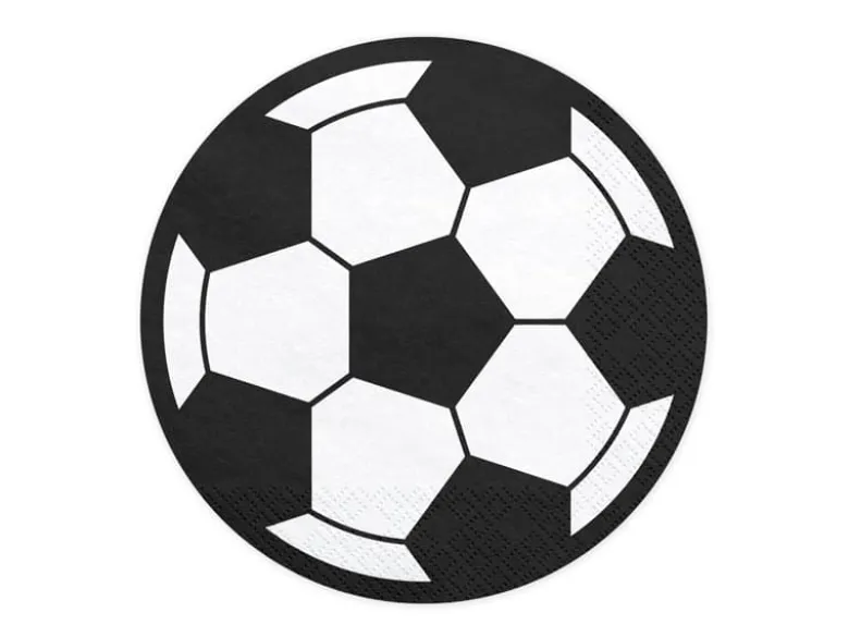 Runde Sort/Hvid-Ternet Fodbold Servietter, 20 stk.