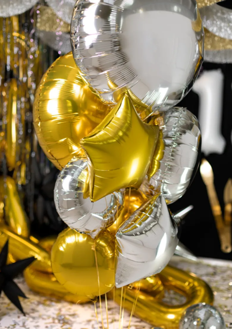 Rund Folie Ballon, 45 cm, Guld