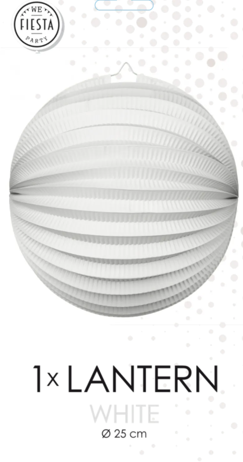 Rund Papirlanterne i Hvid, 25 cm