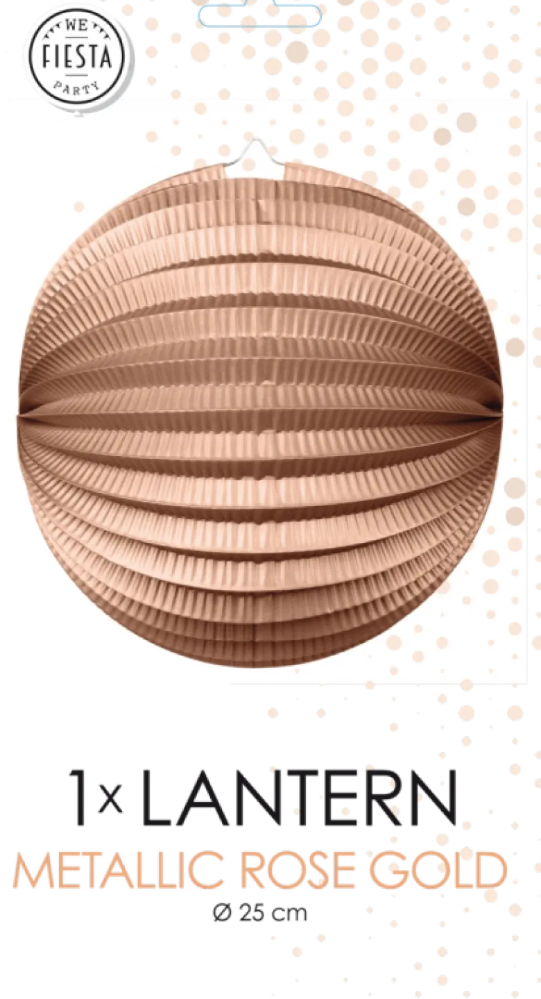 Rund Papirlanterne i Metallic Rosegold, 25 cm