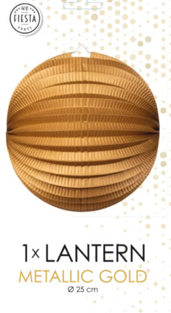 Rund Papirlanterne i Metallic Guld, 25 cm