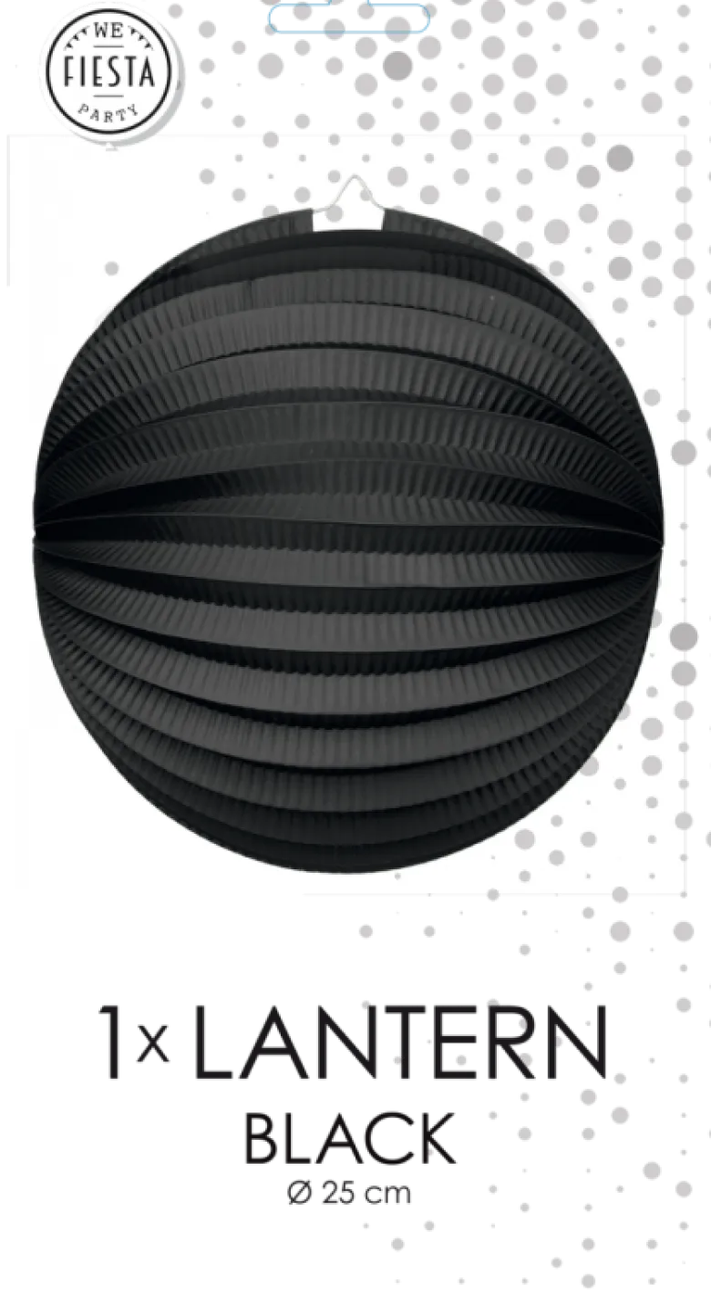 Rund Papirlanterne i Sort, 25 cm