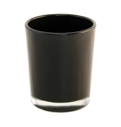 Shiny Sort Glas Fyrfadsholder, 6.5 cm