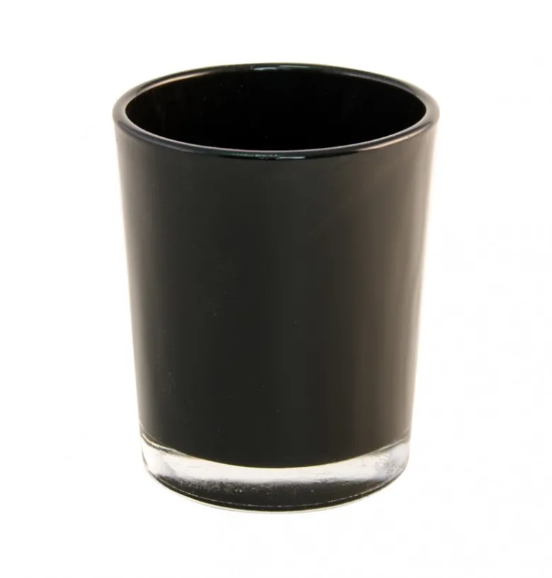 Shiny Sort Glas Fyrfadsholder, 6.5 cm