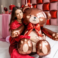 Siddende Bamse Ballon - Be my Valentine