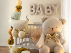Siddende Bamse Ballon - Cremefarvet