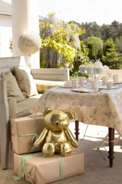 Siddende Bamse Ballon i Guld