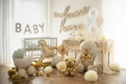 Siddende Bamse Ballon i Guld