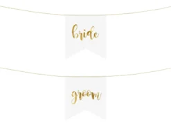 Skilte Til Stole - Bride Groom, Guld (2 Stk.)