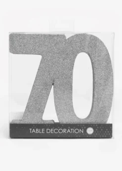 Sølv Glitter "70" Tal Dekoration