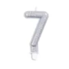 Sølv Talformet Kagelys m/Glitter 7 cm - 7 Tal