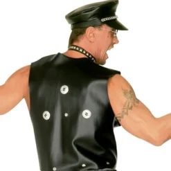 Sort Bikervest med Nitter