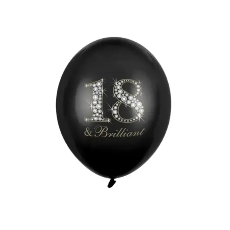 Sorte balloner med 18 tallet (30cm.)